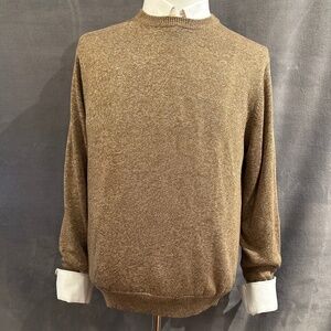 New Henry Jacobson, size Med, khaki silk/cotton long-sleeved crew neck sweater